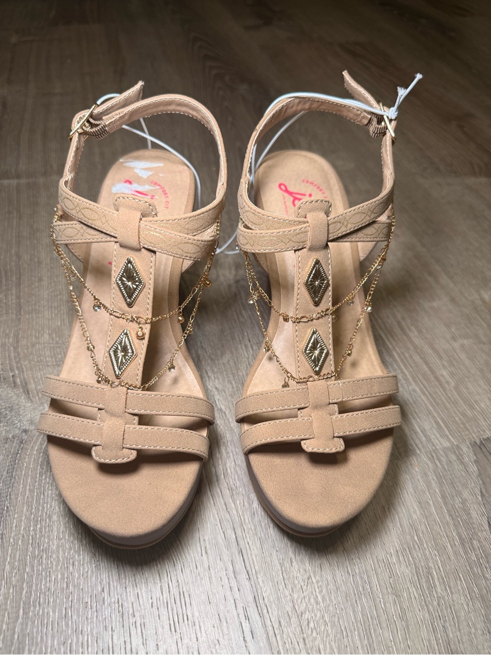 Jelly pop Wedges with gold chains